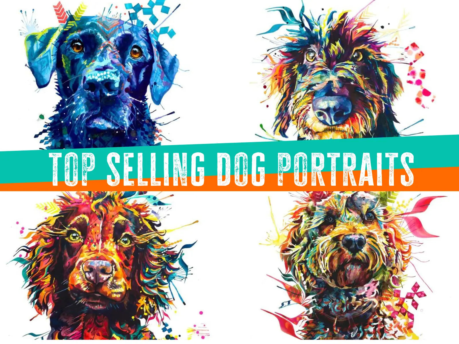dog portaits online colourful dog wall art