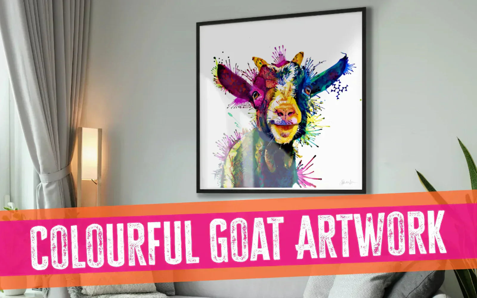 Colourful goat artwork - Zeus King of Goats UK