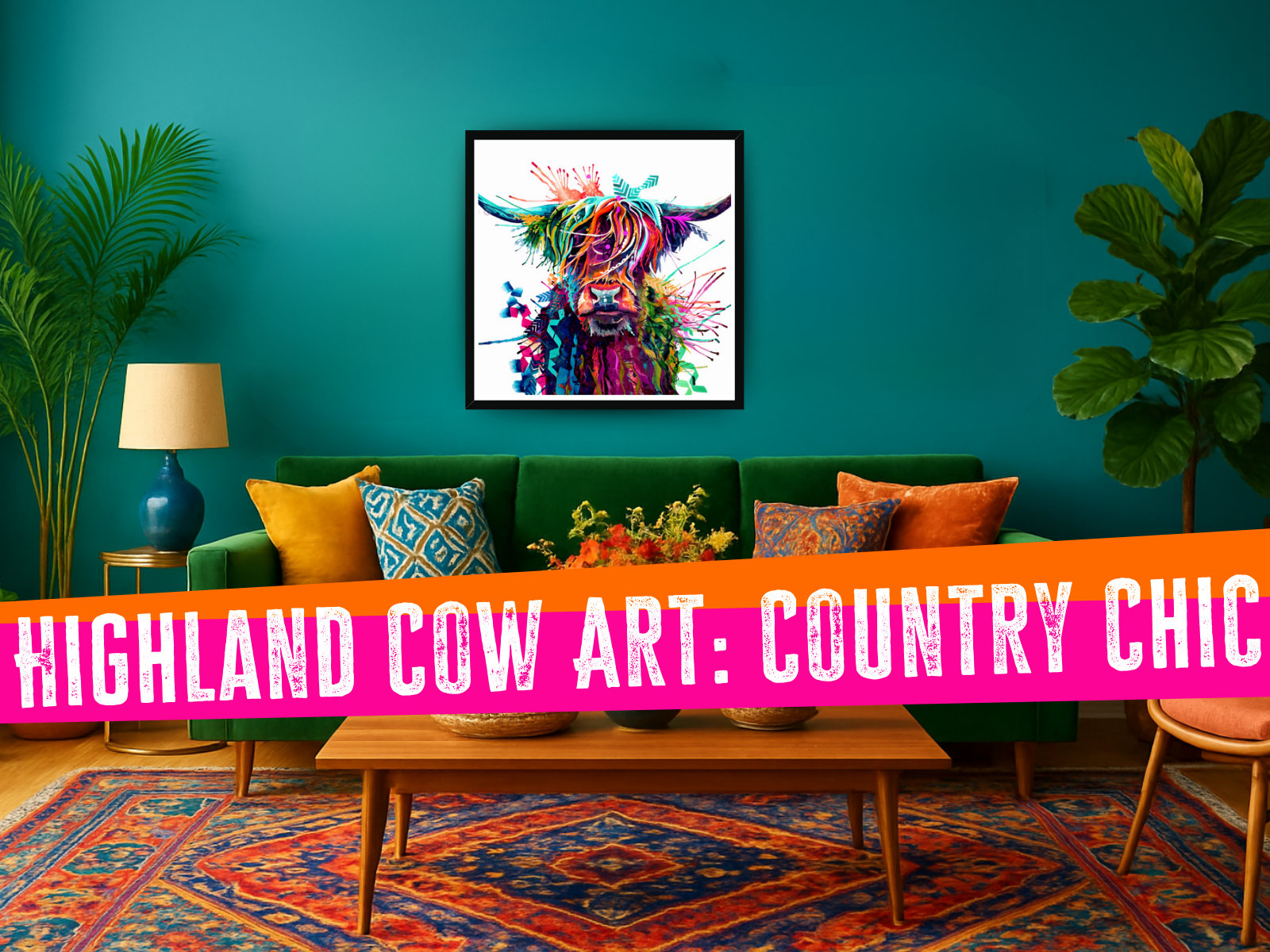 highland cow art, cow art