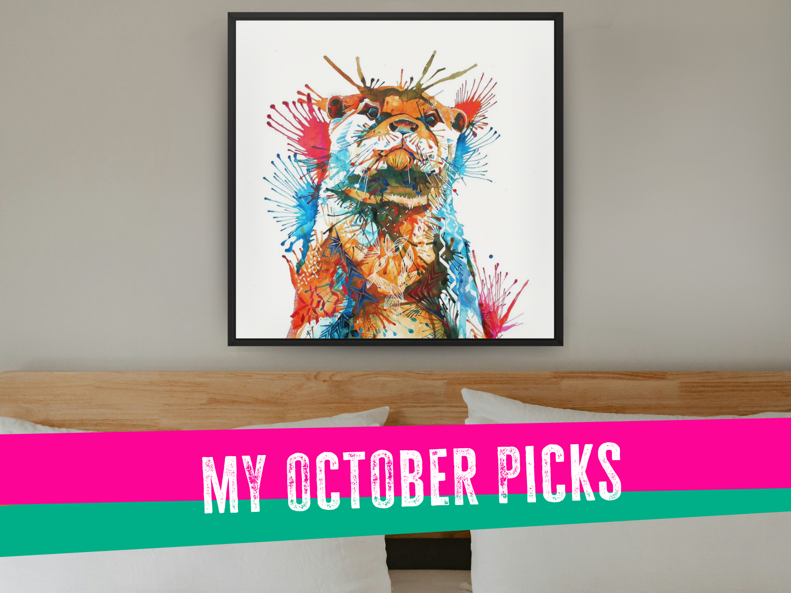 animal artwork, wall art, sarah taylor art, otter art