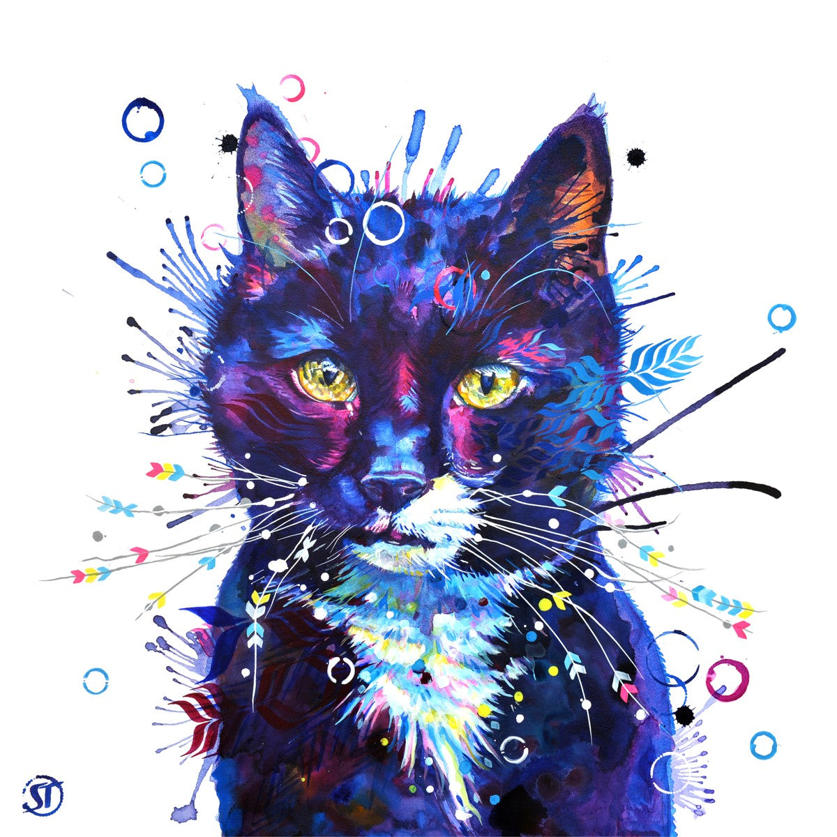 Tuxedo cat art- Sarah Taylor Art