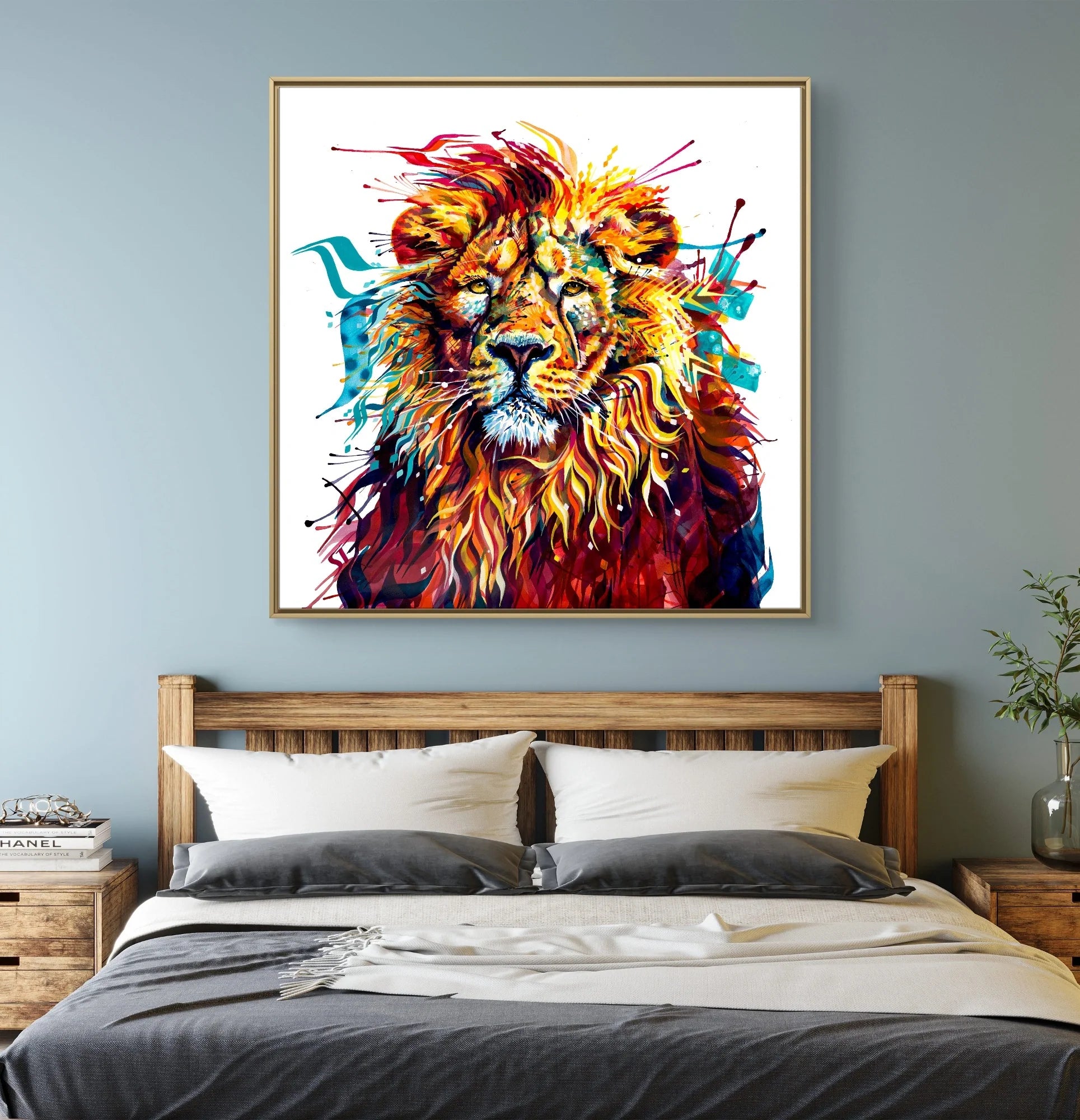 Big-Cat-Wall-Art Lion painting by Sarah Taylor