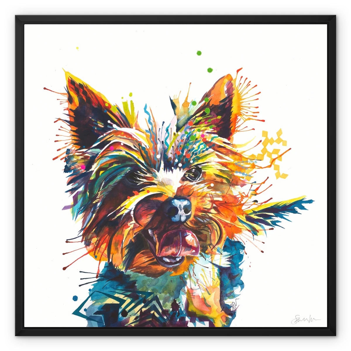 Edward the Yorkie Framed Canvas Sarah Taylor Art