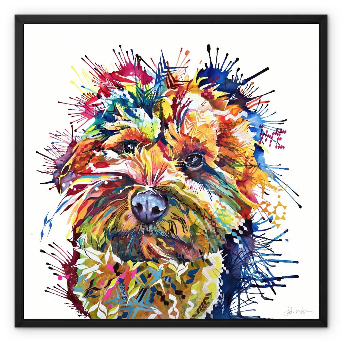Meemin the Yorkiepoo Framed Canvas Sarah Taylor Art