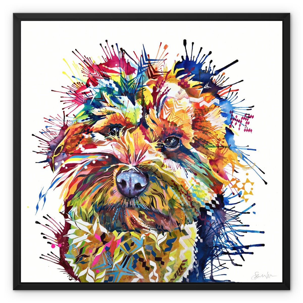Meemin the Yorkiepoo Framed Canvas Sarah Taylor Art