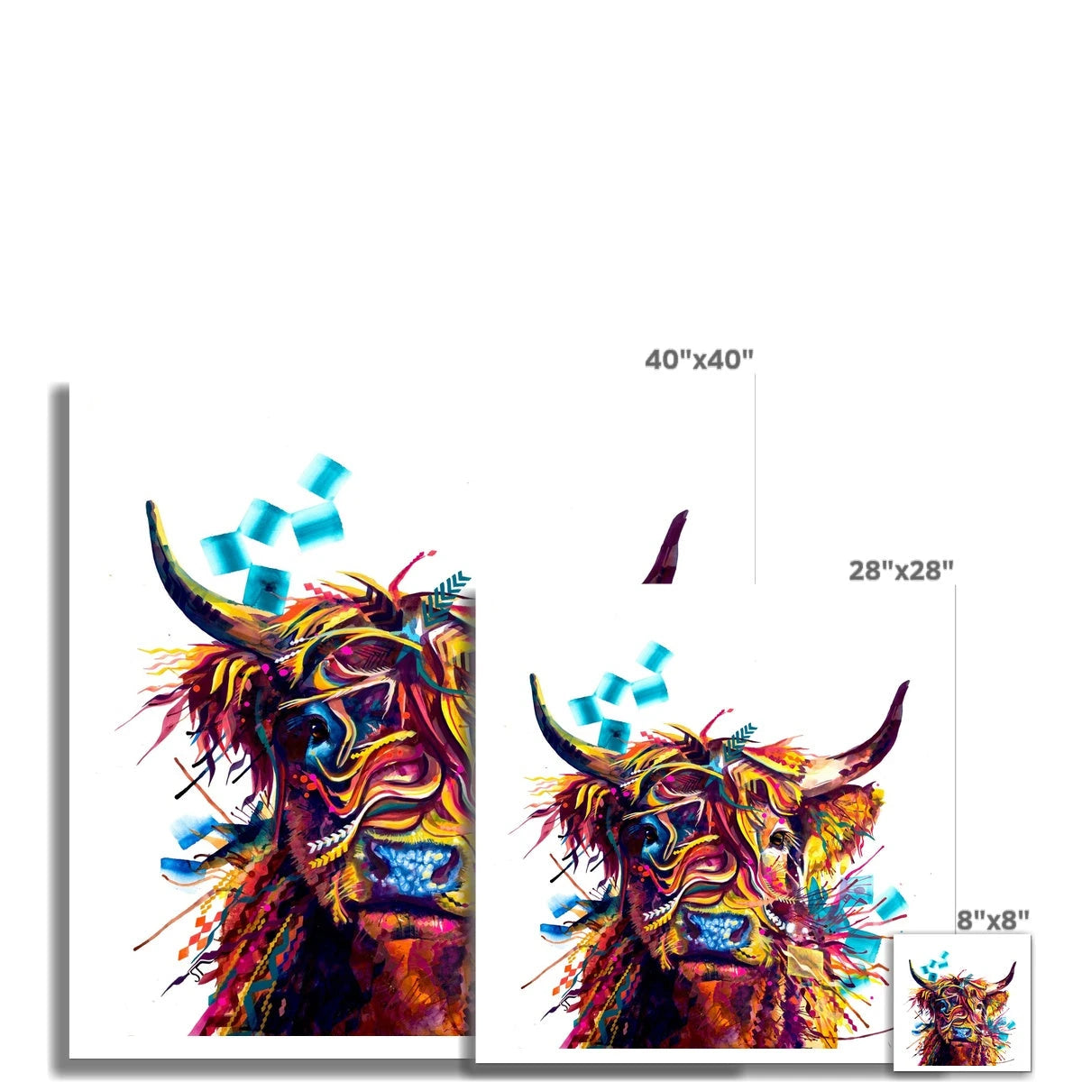 Highland Cow Art | Wall Art | Animal Art | Animal Artwork | Pet Portrait