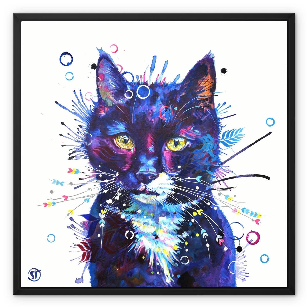 Bubbles the Cat Framed Canvas Sarah Taylor Art