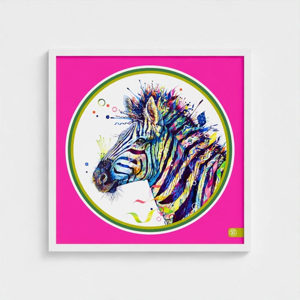 Debra the Zebra Colour Pop Edition Framed Print Sarah Taylor Art