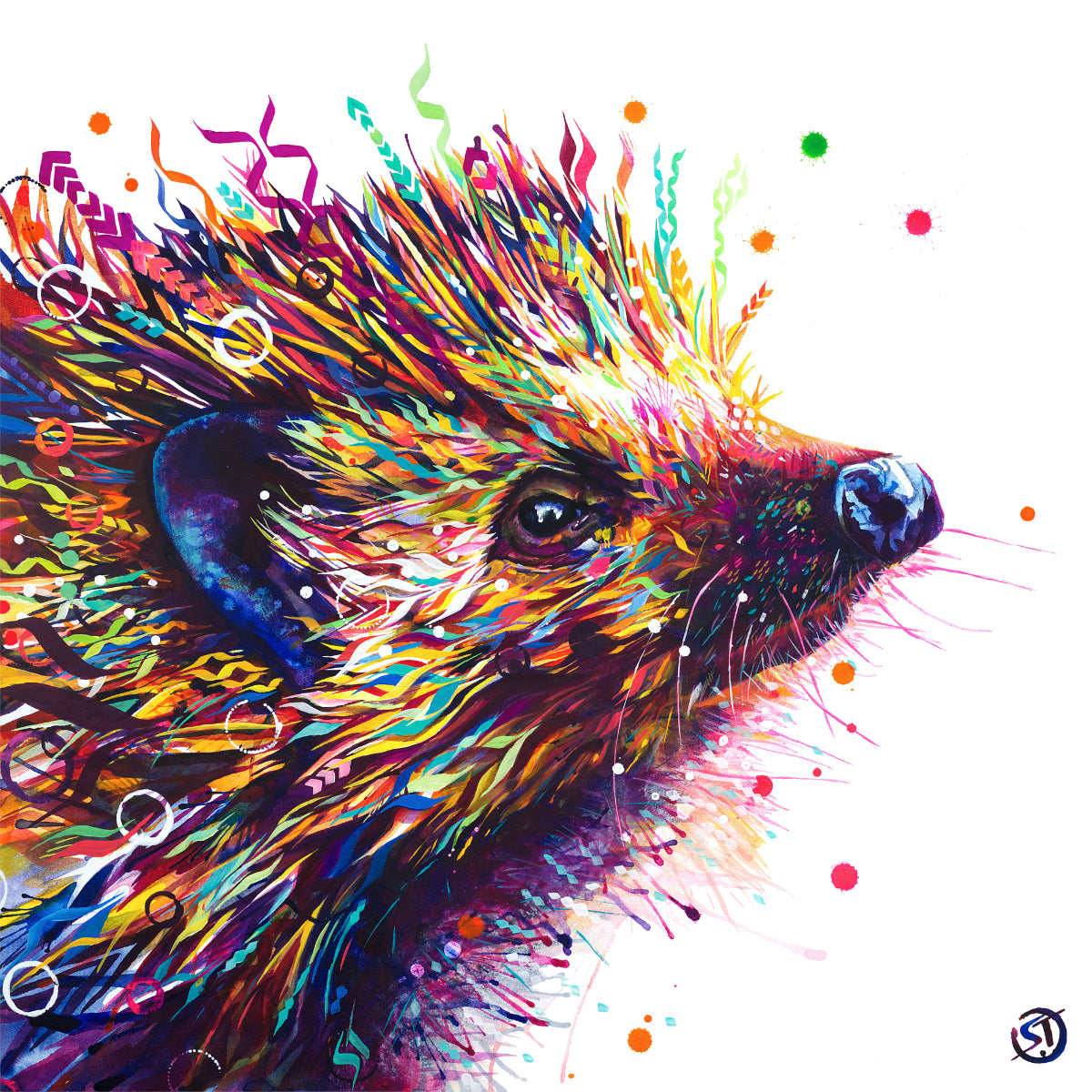 Hedgehog | Wallart | Sarah Taylor | Animal Picture | Animal Artwork | Abstract Wall Art