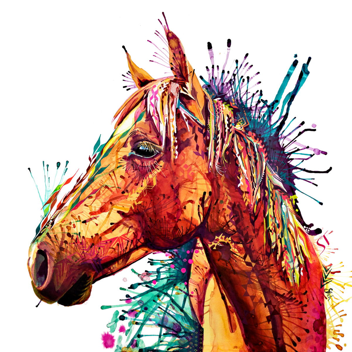 Horse Painting | Wall Art | Animal Picture | Animal Art | Colourful Wall Art | Modern Art