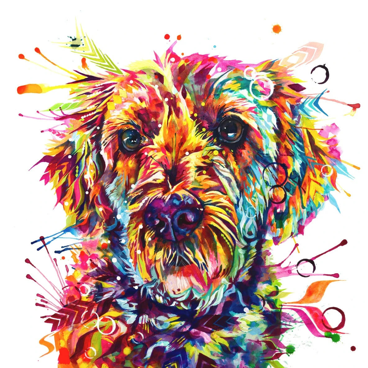 Dog Drawings | Pet Portraits | Dog Portrait | Wall Art | Dog Artwork | Wall Art Colourful