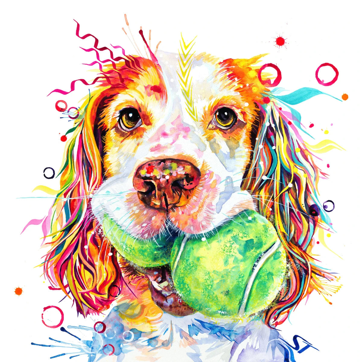 Dog Drawings | Dog Portrait | Wall Art | Dog Artwork | Wall Art Colourful