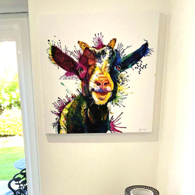 Farm Yard Wall Art | Farm Canvas | Animal Artwork | Goat Painting | Colourful Animal Paintings