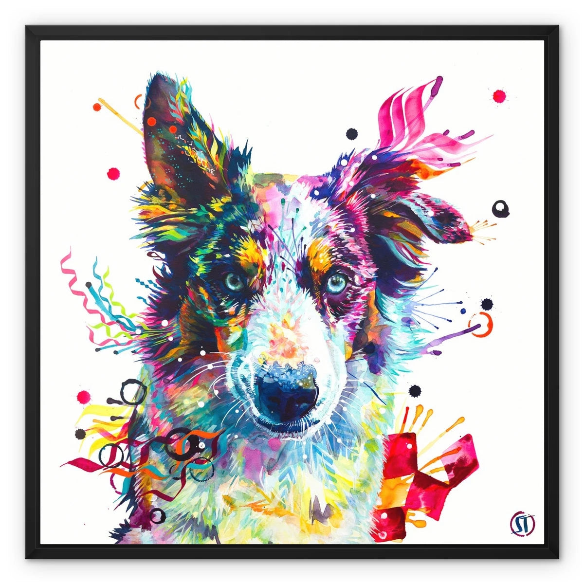 Loki the Border Collie Framed Canvas Sarah Taylor Art