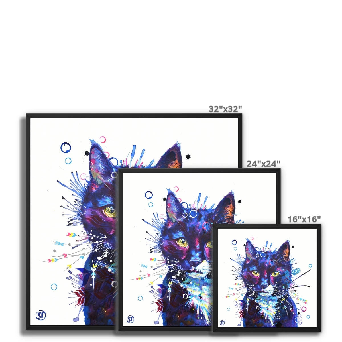 Bubbles the Cat Framed Canvas Sarah Taylor Art
