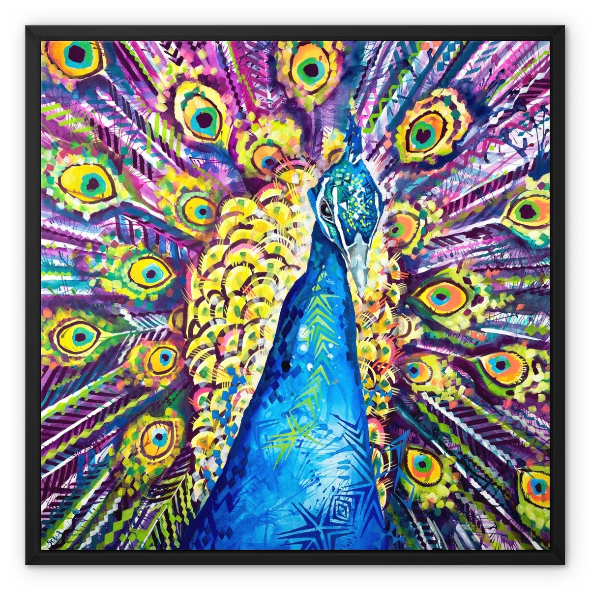 Dylan the Peacock Framed Canvas Sarah Taylor Art