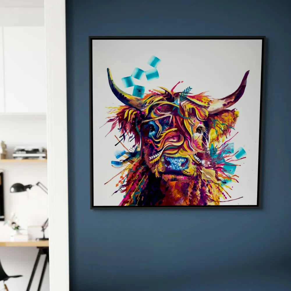 Morag the Highland Cow Framed Canvas Sarah Taylor Art