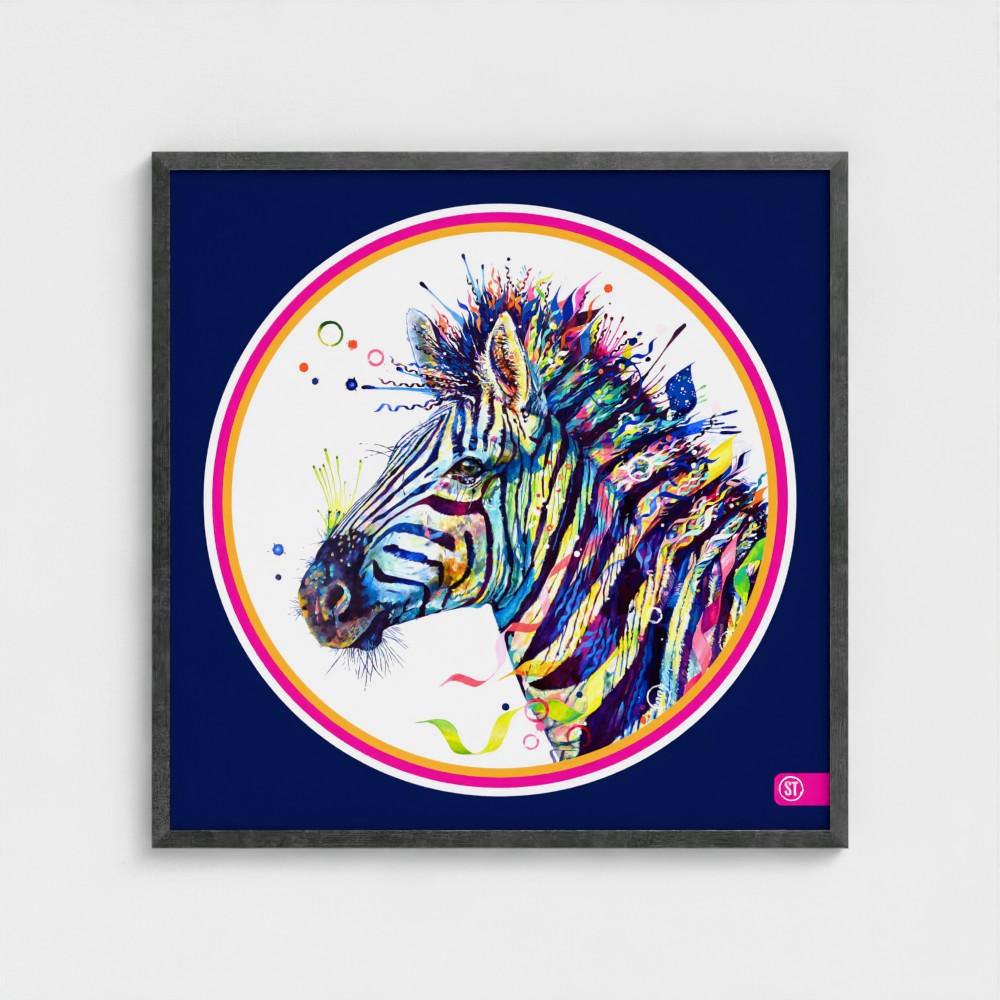 Debra the Zebra Colour Pop Edition Framed Print Sarah Taylor Art