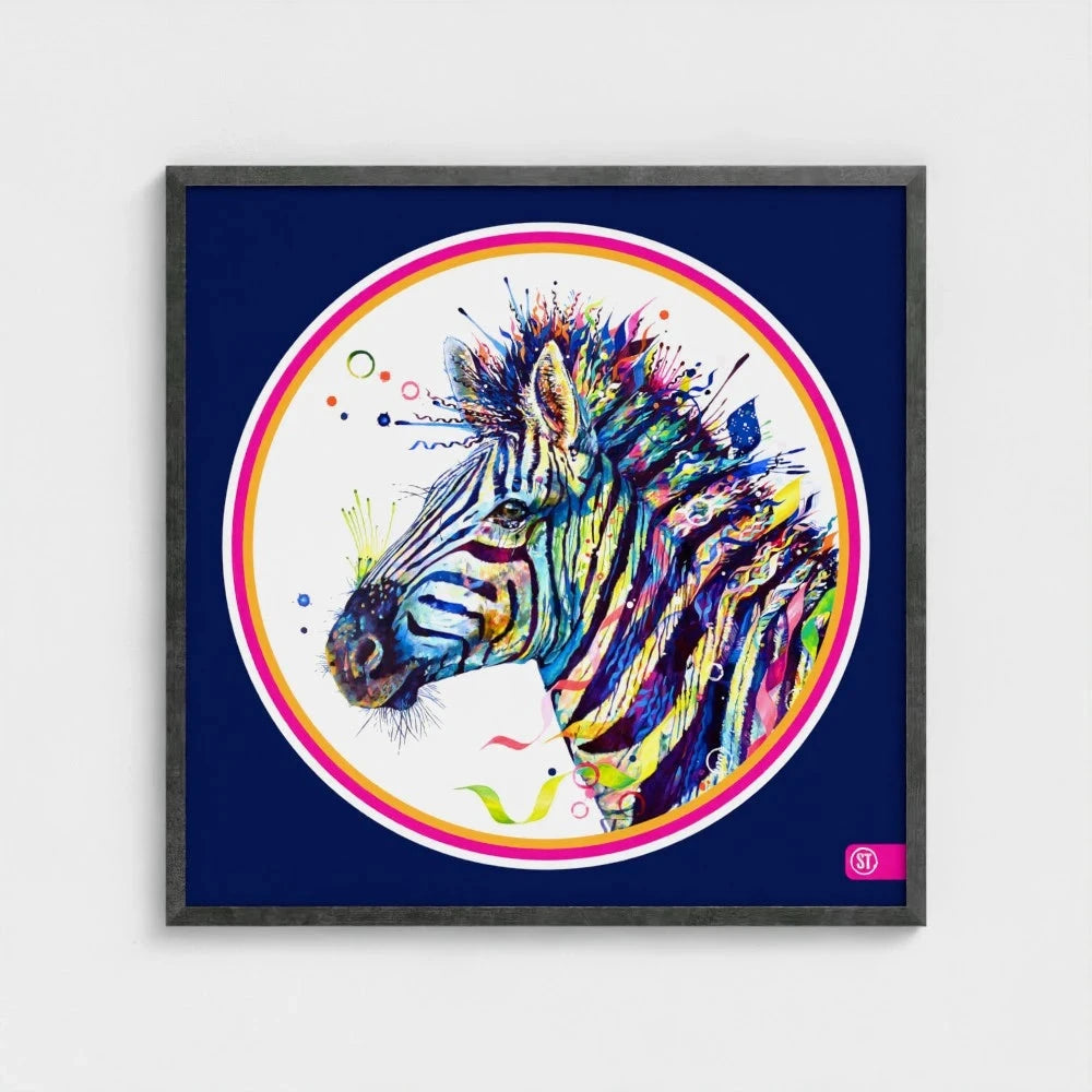 Debra the Zebra Colour Pop Edition Framed Print Sarah Taylor Art