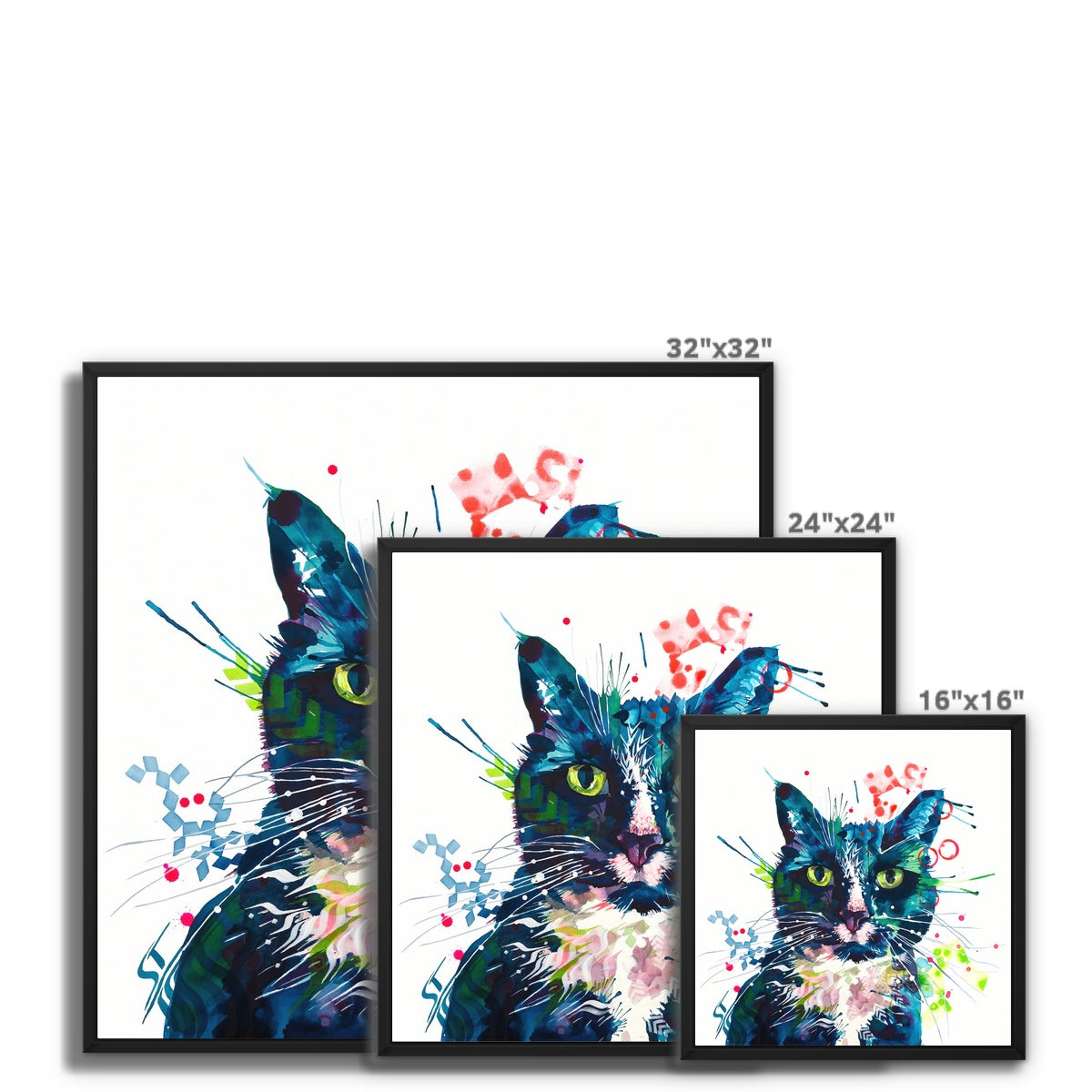 Wallart | Cat Painting | Cat Portrait | Wall Art Quirky | Animal Wall Art | Cat Artwork