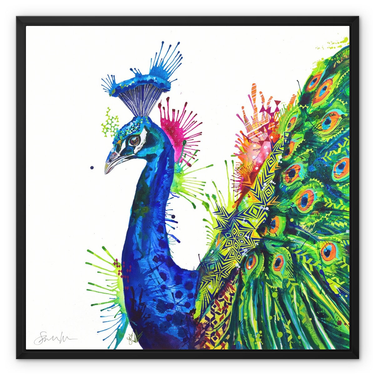 Peacock Artwork | Wall Art | Framed Prints | Sarah Taylor | Modern Art | Framed Wall Art | Abstract Art | Framed Art | Bright Wall Art | Colourful Animal Art