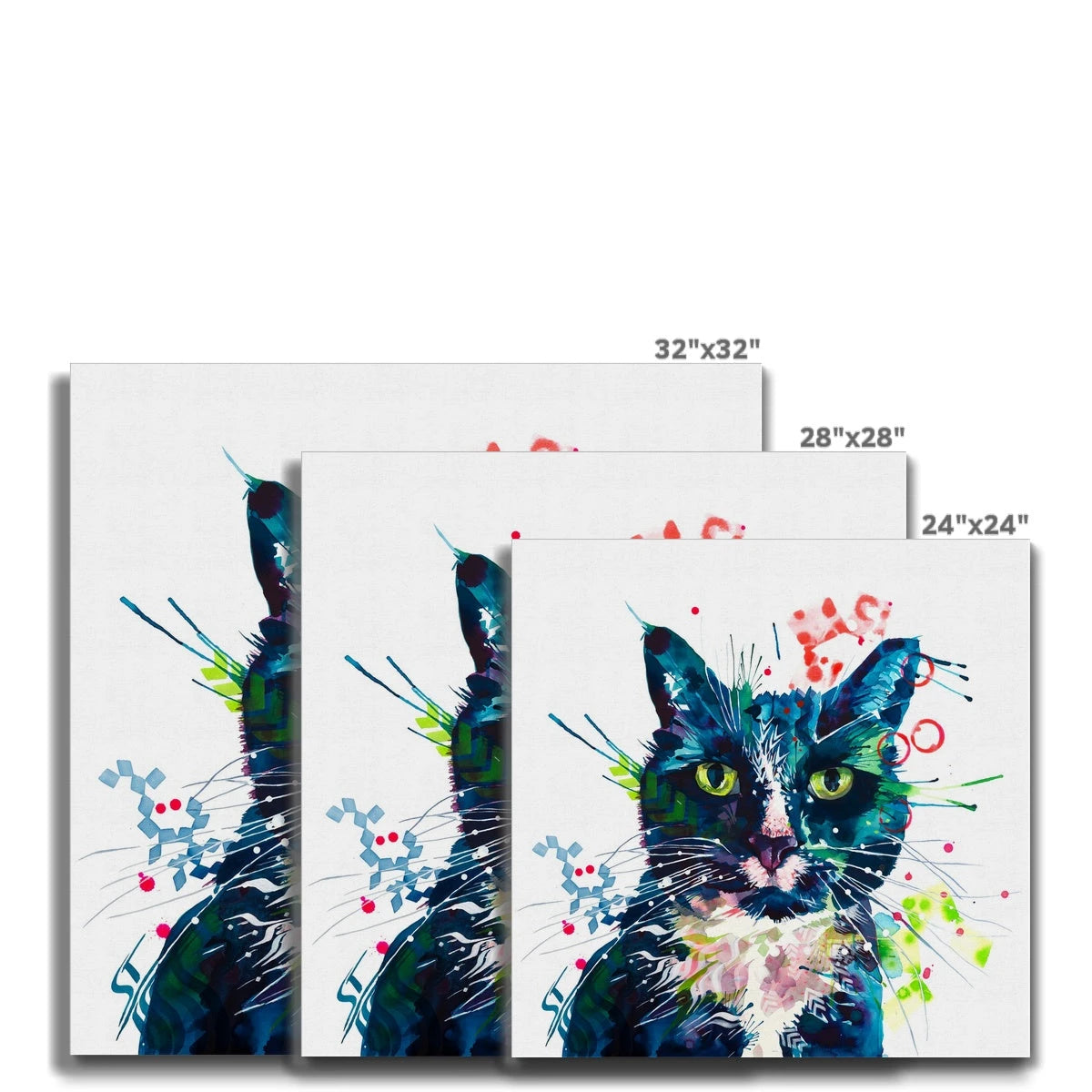 Wallart | Cat Painting | Cat Portrait | Wall Art Quirky | Animal Wall Art | Cat Artwork