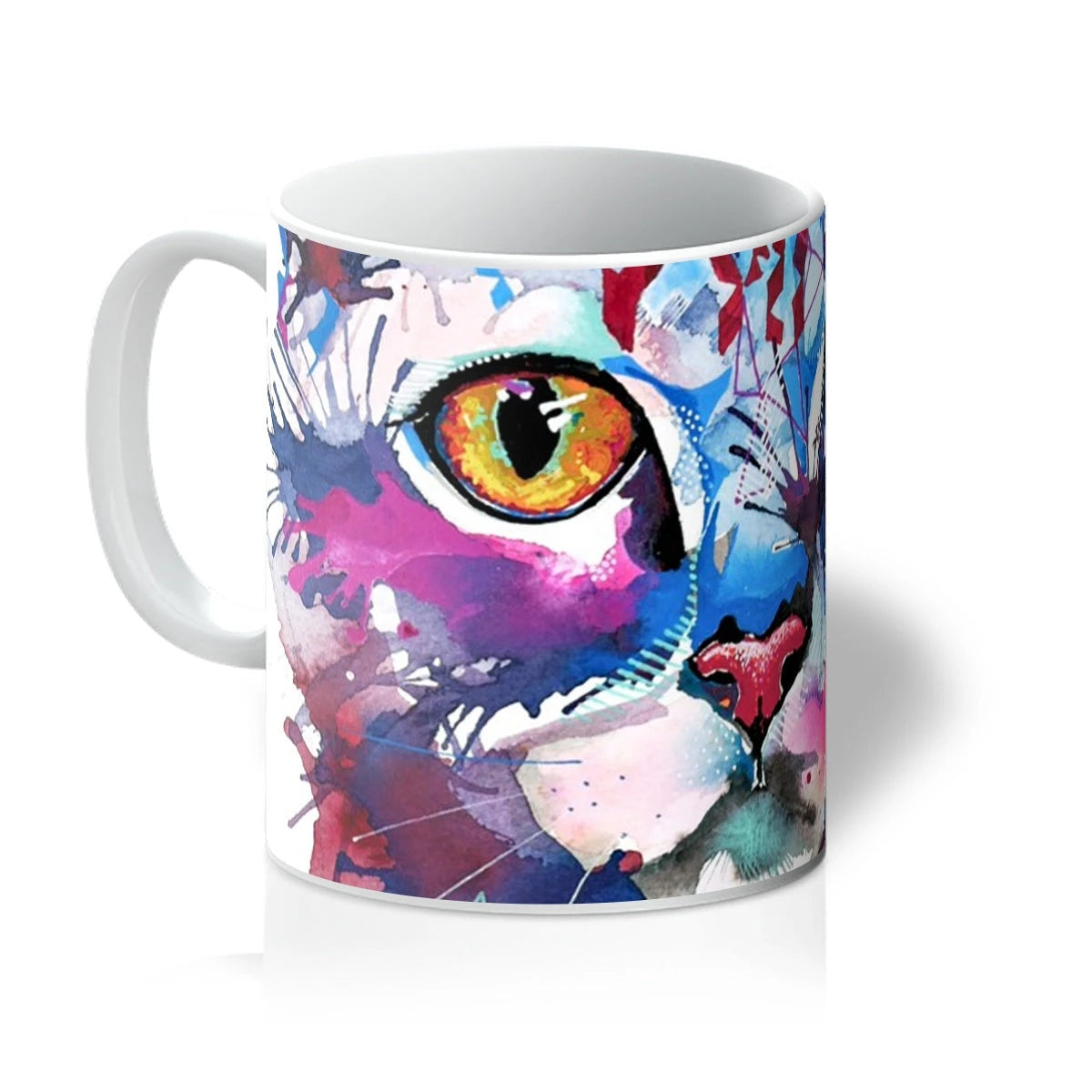 Cat Artwork | Animal On Mugs | Animal Mugs | Cat Portrait | Cat Painting | Animal Art | Colourful Animal Art | Abstract Art