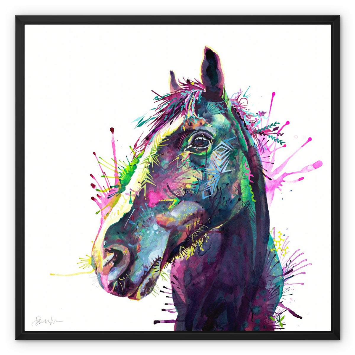 Horse Painting | Wall Art | Framed Prints | Sarah Taylor | Modern Art | Framed Wall Art | Pet Portraits | Abstract Art | Framed Art | Bright Wall Art | Colourful Animal Art