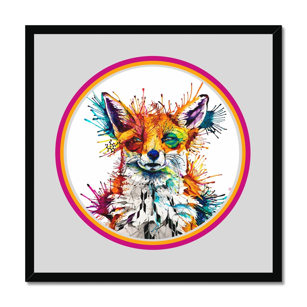 Hector the Fox Circle Framed Print