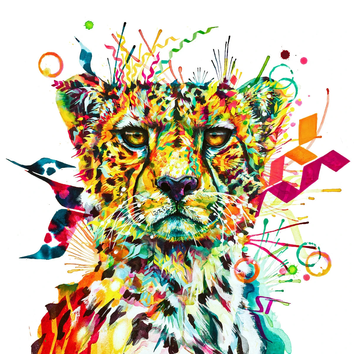 Cheetah Wall Art | Cheetah Painting | Wall Art | Animal Posters | Colourful Art Prints | Wildlife Art |