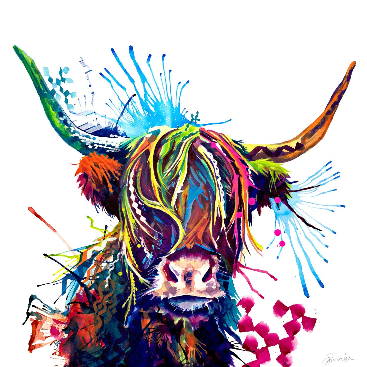 Highland Cow Painting | Highland Cow Painting (UK) | Wall Art | Highland Cow Canvas | Highland Cow Print | Highland Cattle Cushions | Animal Artwork