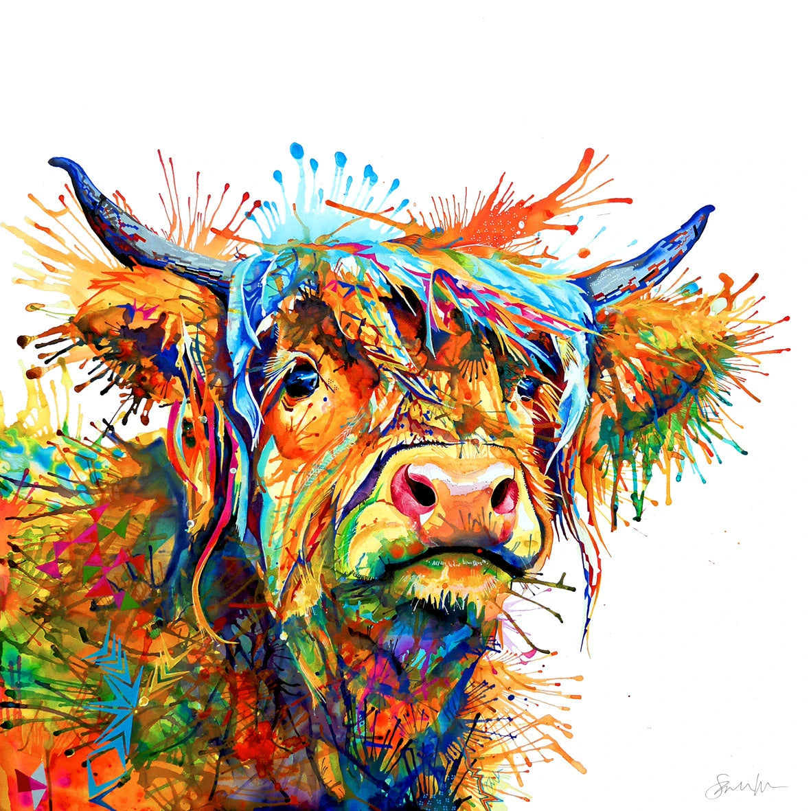 Highland Cow Painting | Highland Cow Painting (UK) | Wall Art | Highland Cow Canvas | Highland Cow Print | Highland Cattle Cushions | Animal Artwork