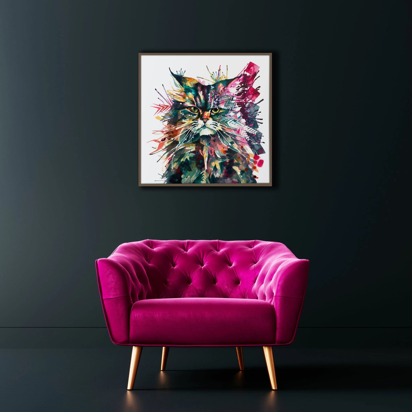 Wall Art | Cat Artwork | Wall Art In Bedroom | Cat Painting | Sarah Taylor | Framed Art | Animal Portraits | Modern Art