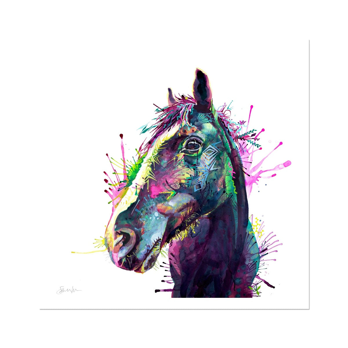 Horse Painting | Wall Art | Framed Prints | Sarah Taylor | Modern Art | Framed Wall Art | Pet Portraits | Abstract Art | Framed Art | Bright Wall Art | Colourful Animal Art