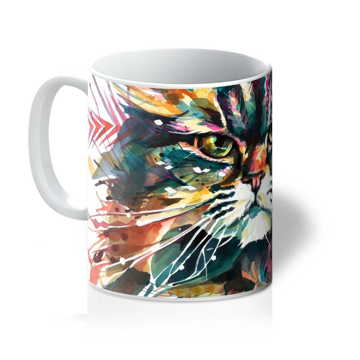 Animal On Mugs | Animal Mugs | Cat Artwork | Cat Portrait | Cat Painting | Animal Art | Colourful Animal Art | Abstract Art
