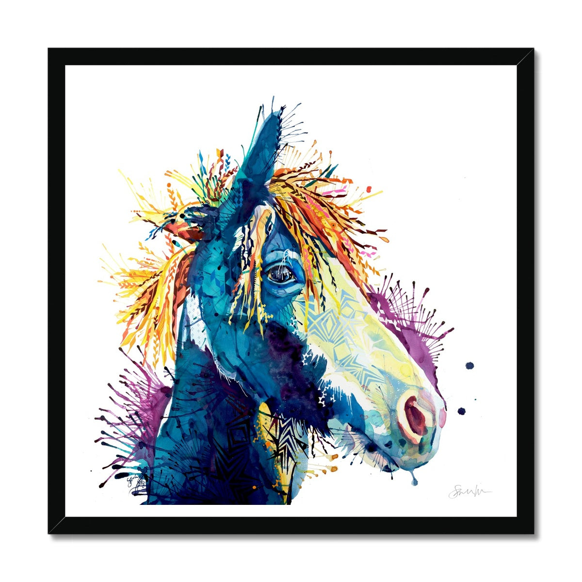 Horse Painting | Wall Art | Framed Prints | Sarah Taylor | Modern Art | Framed Wall Art | Pet Portraits | Abstract Art | Framed Art | Bright Wall Art | Colourful Animal Art