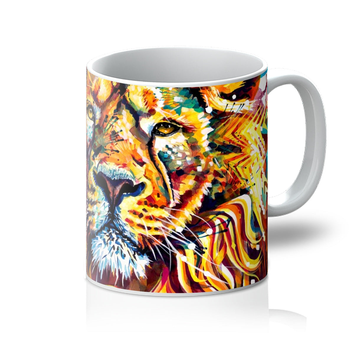 Animal On Mugs | Animal Mugs | Lion Artwork | Tiger Artwork | Pet Portrait Artist | Colourful Animal Art