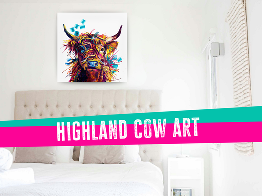 highland cow art, animal art, animal wall art