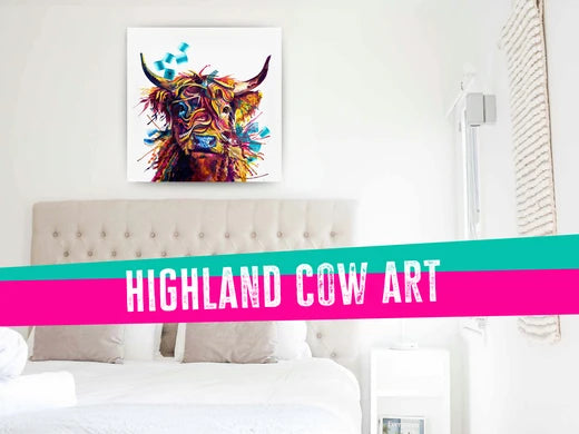 highland cow art, animal art, animal wall art