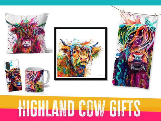 Highland cow gifts UK - colourful cows they will love!