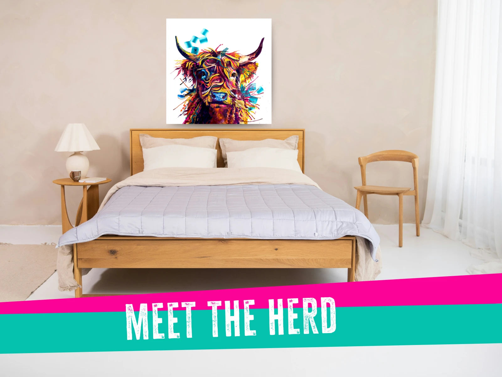 Meet the Herd: Colourful Highland Cow Canvases Full of Personality Sarah Taylor Art