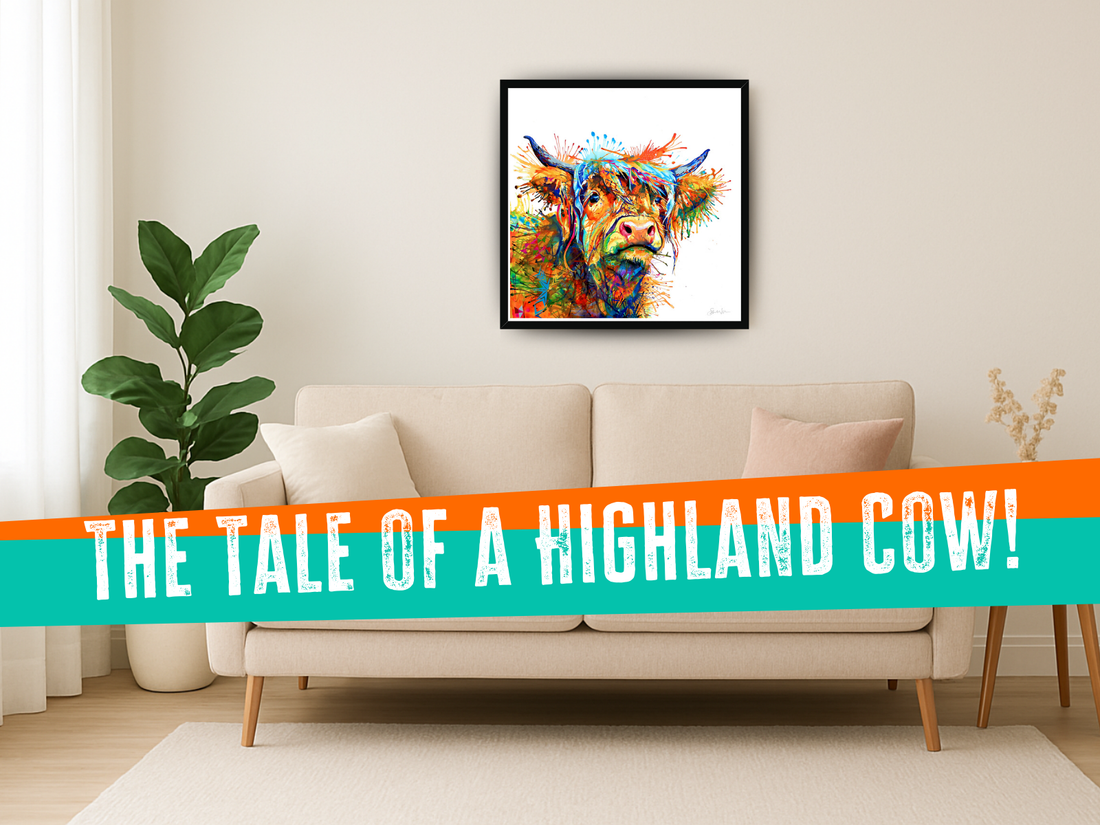 highland cow art, cow art