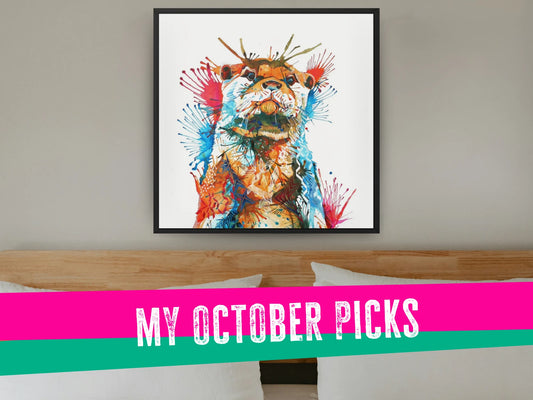 animal artwork, wall art, sarah taylor art, otter art