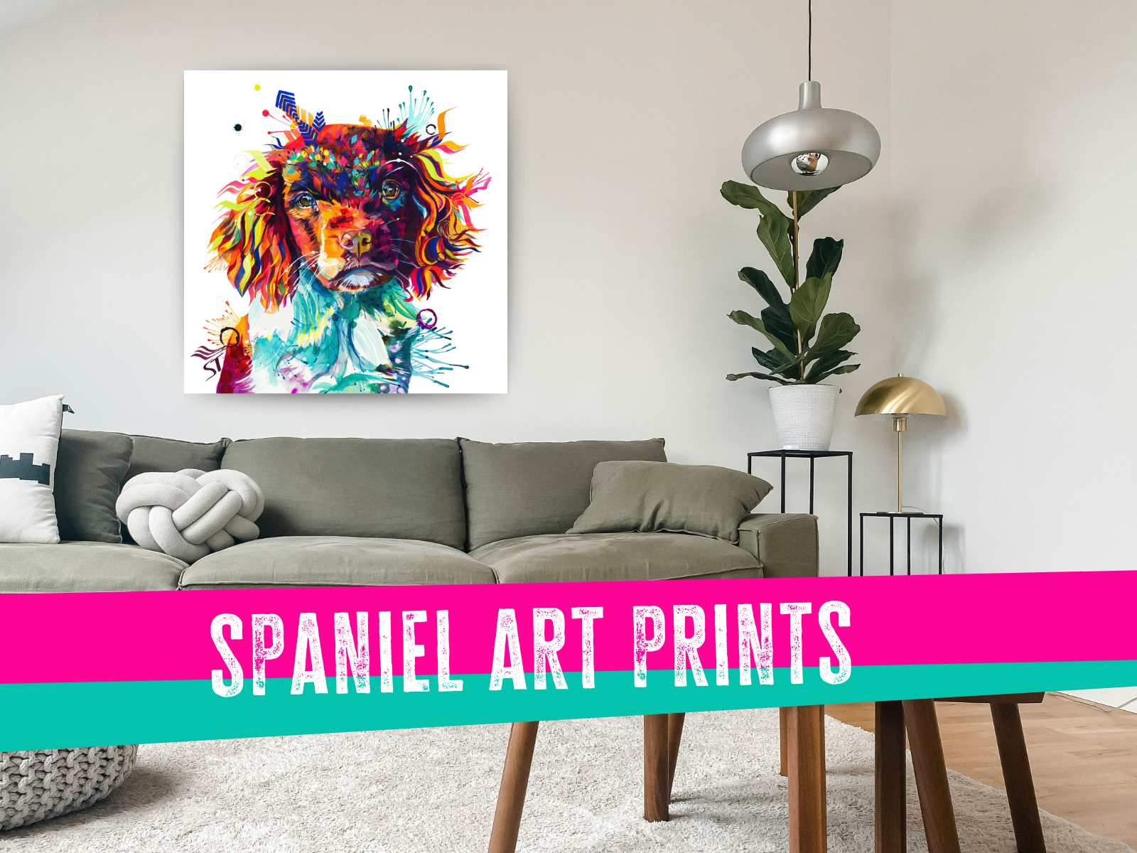 spaniel art, dog painting