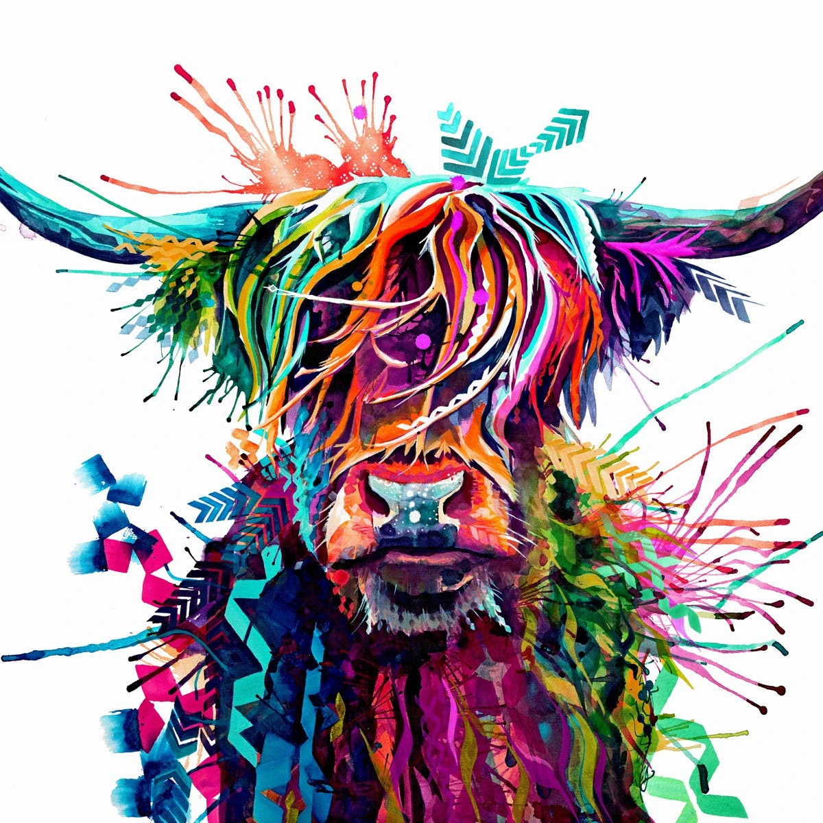 Hilda-the-multi-coloured-Highland-Cow Sarah Taylor Art