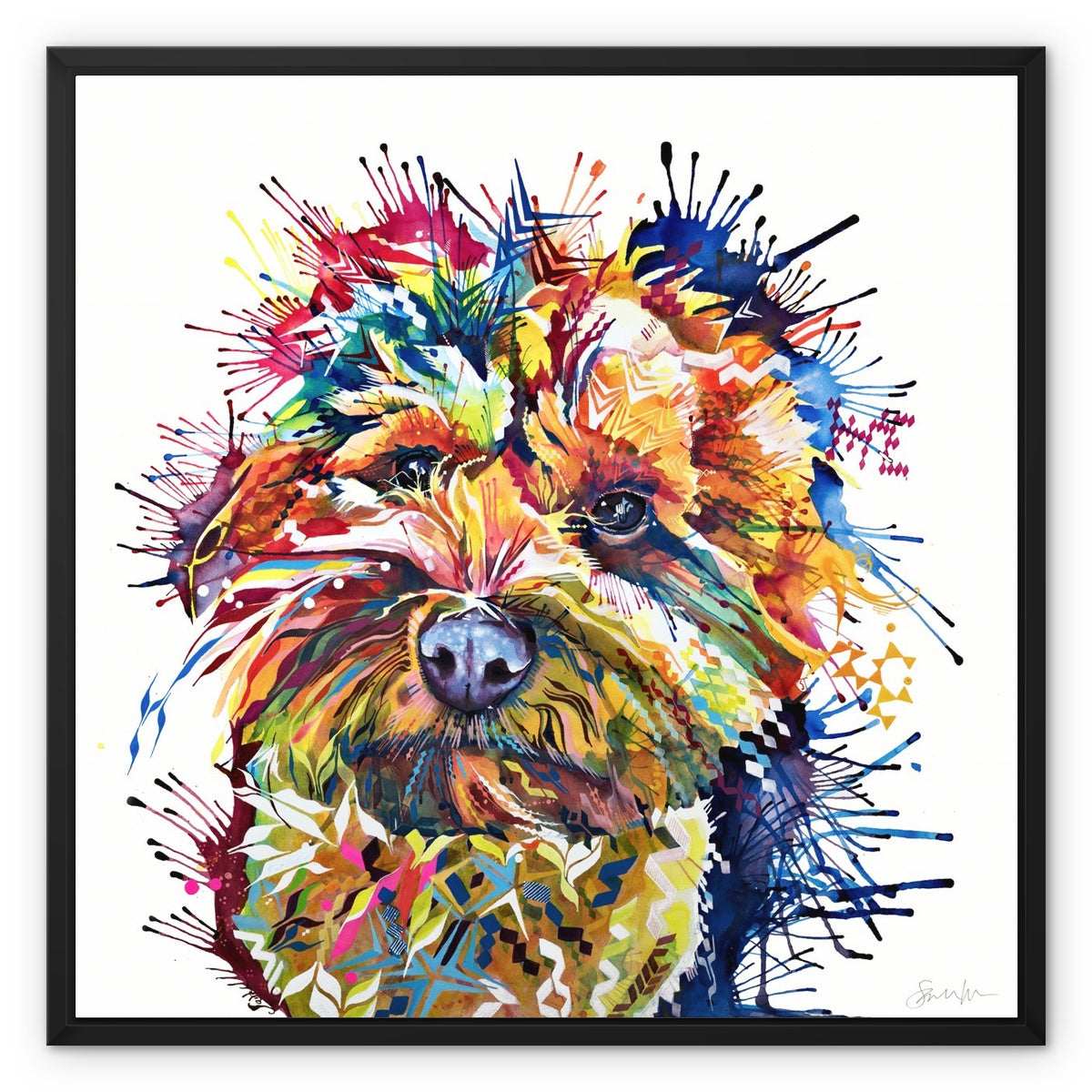 Meemin the Yorkiepoo Framed Canvas