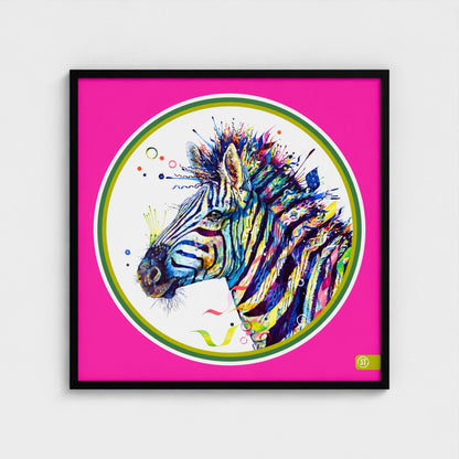 Debra the Zebra Colour Pop Edition Framed Print