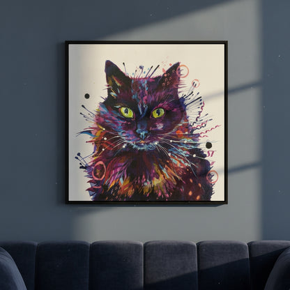 Merlin the Black Cat Framed Canvas