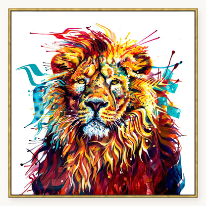 Rory the Lion XL Wall Art in an antique gold float frame, 40x40 inches | Lion Art | Sarah Taylor