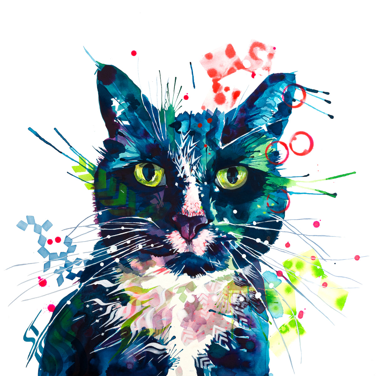 Wallart | Cat Painting | Cat Portrait | Wall Art Quirky | Animal Wall Art | Cat Artwork